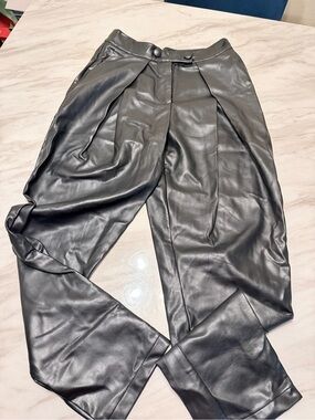 Forever 21 Charcoal Faux Leather Straight-Leg Pants